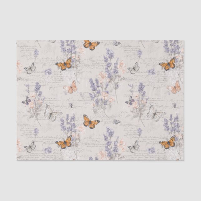Papier Mousseline Papillons de fleurs sauvages (Recto)