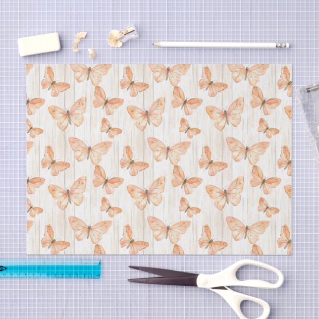 Papier Mousseline Papillons de pêche Anniversaire (Artisanat)