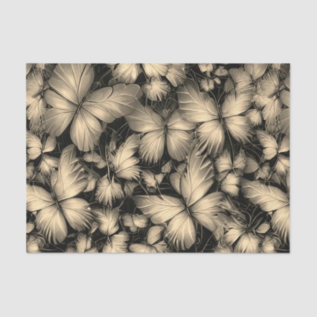 Papier Mousseline Papillons d'or (Recto)
