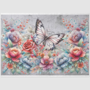 Papier Mousseline Papillons Élégants & Florales Aquarelles Découpage