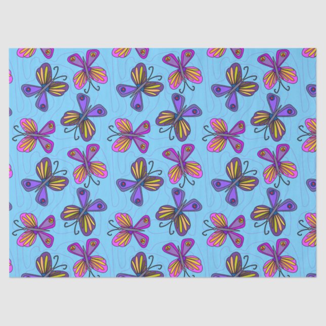 Papier Mousseline Papillons Enjoués (Recto)