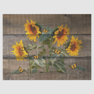Papier Mousseline Papillons Et Fleurs De Soleil Conception Rustique