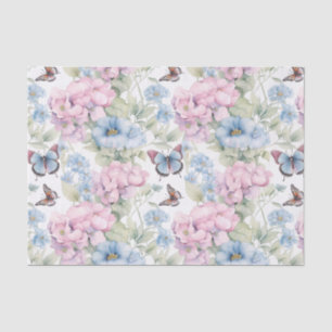 Papier Mousseline Papillons et fleurs violets et bleus Découpage