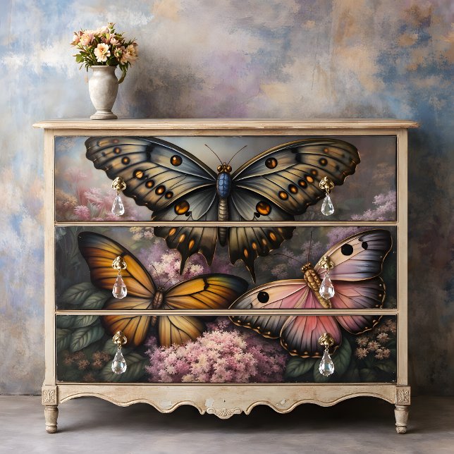 Papier Mousseline Papillons métalliques Découpage (Metallic Butterflies Decoupage Tissue Paper)