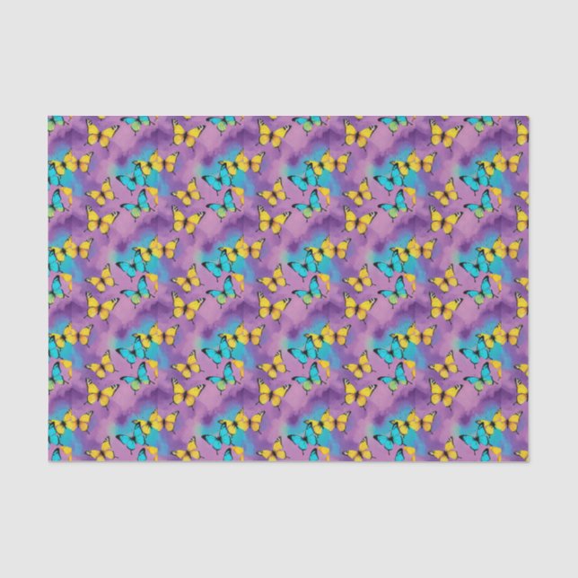 Papier Mousseline papillons multicolores (Recto)