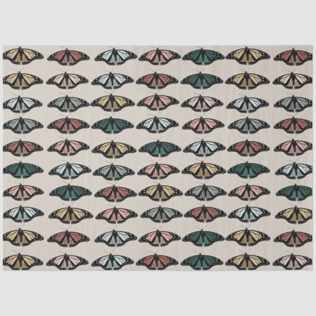 Papier Mousseline Papillons neutres modernes Motif de jardin (Recto)