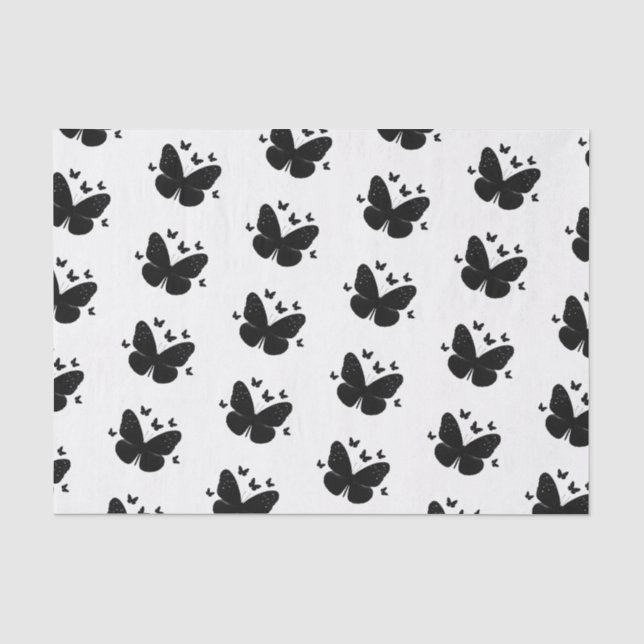 Papier Mousseline Papillons Papillon Noir & Blanc (Recto)
