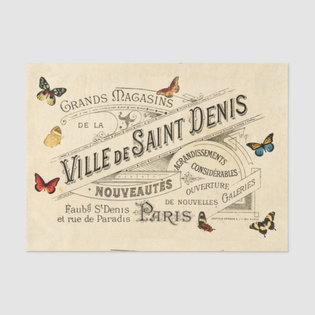 Papier Mousseline Papillons Publicitaires Français & Vintages, Décou (Recto)