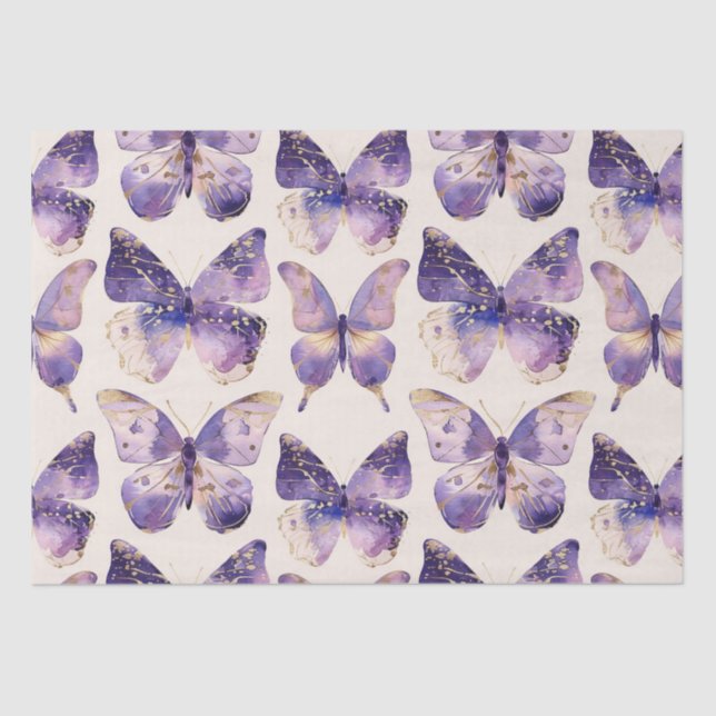 Papier Mousseline Papillons Purple Gold Anniversaire (Recto)