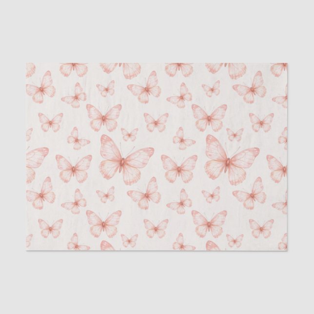 Papier Mousseline Papillons roses à la crème (Recto)