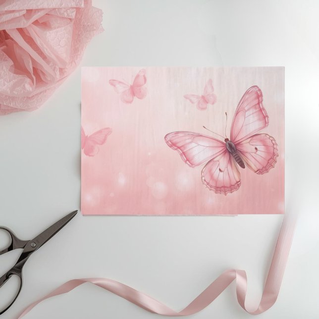 Papier Mousseline papillons roses charmants (Créateur téléchargé)