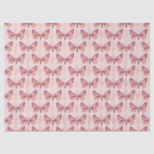 Papier Mousseline Papillons roses sur À damiers Découpage