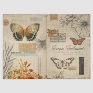 Papier Mousseline Papillons vintages et découpage Ephémère