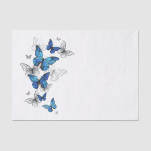 Papier Mousseline Papillons volants bleus Morpho