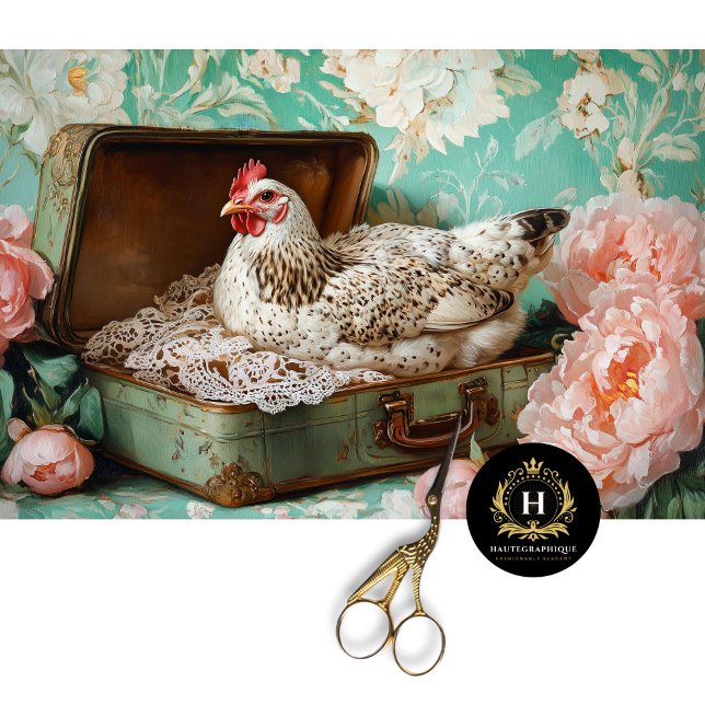 Papier Mousseline Pâques Hen Green valise Dentelle florale Découpage (Créateur téléchargé)