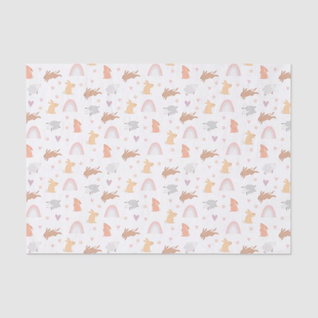 Papier Mousseline Pâques Printemps Anniversaire Bunny Motif (Recto)