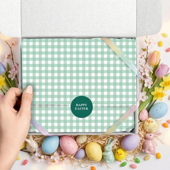 Papier Mousseline Pâques Printemps Menthe Verte Gingham (Créateur téléchargé)