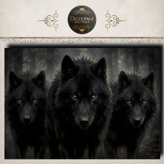 Papier Mousseline Paquet de loups noirs découpage