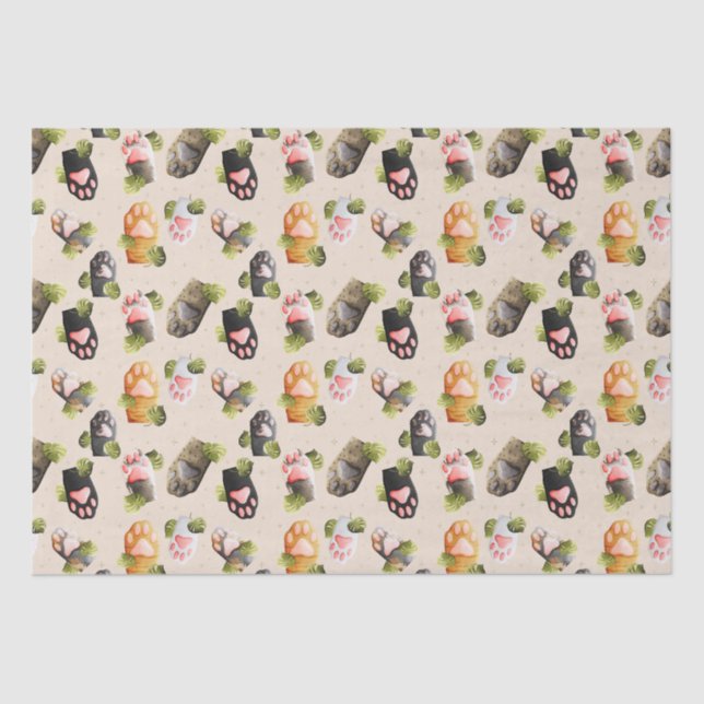Papier Mousseline Paquets de chats mignons - Papier de tissus Motif  (Recto)