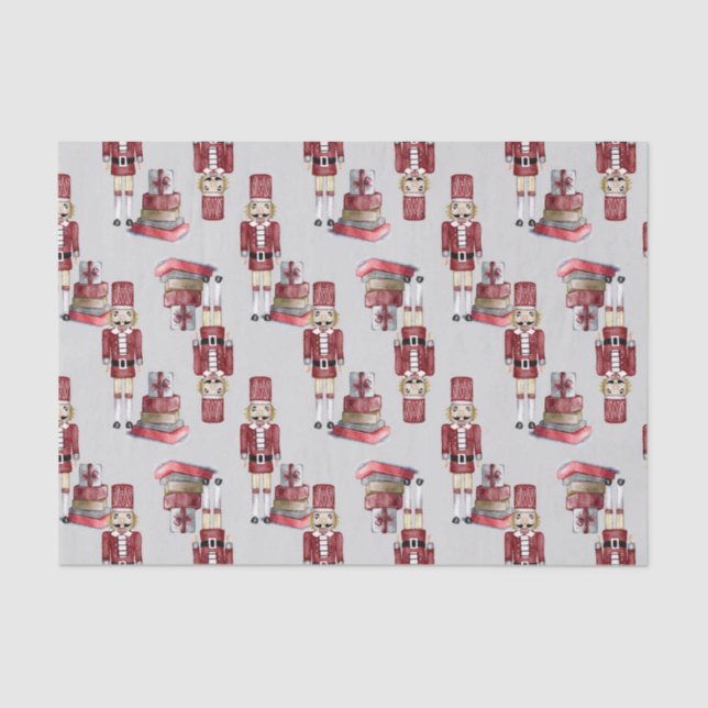 Papier Mousseline Paquets Noisette Rouge Noël Aquarelle (Recto)