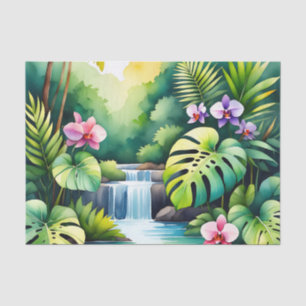Papier Mousseline Paradis tropical de la cascade de jungle et de l'o