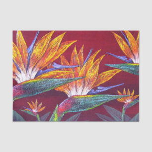 Papier Mousseline Paradis tropical floral Découpage rouge hawaïenne