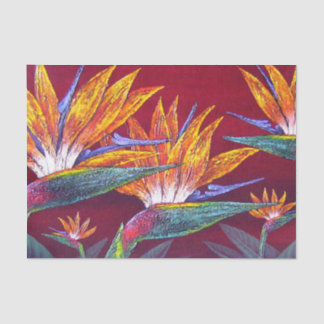 Papier Mousseline Paradis tropical floral Découpage rouge hawaïenne