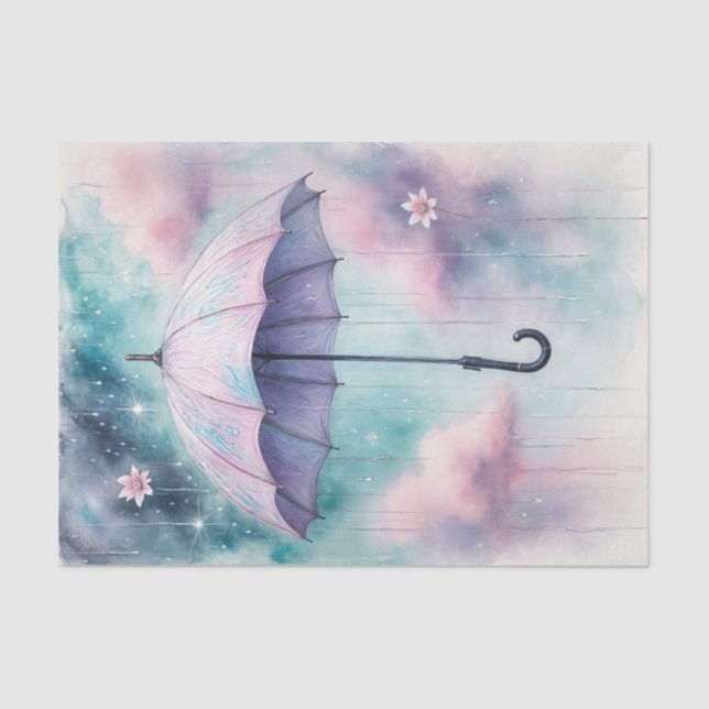 Papier Mousseline Parapluie de printemps violet Avril Douches Découp (Recto)