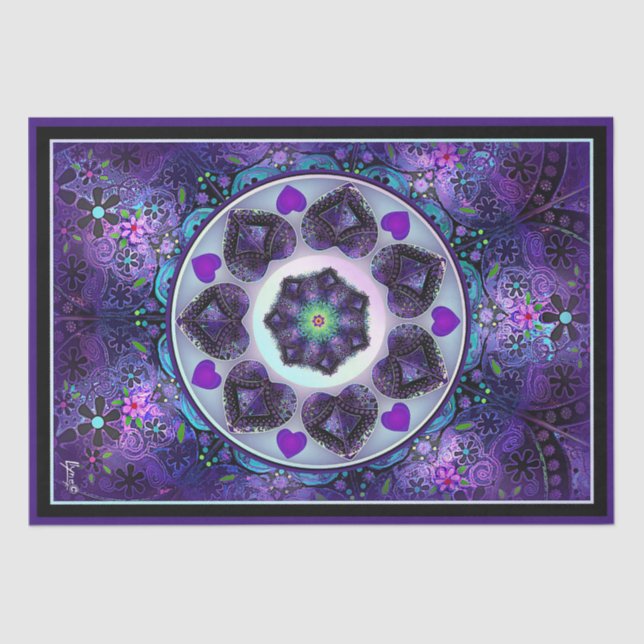 Papier Mousseline Parapluie violet & coeurs .7 (Recto)