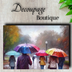 Papier Mousseline Parapluies Colorés dans la Pluie Découpage
