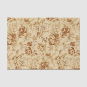 Papier Mousseline Parchemin brûlé vieux par motif de fleurs de cru
