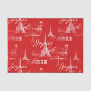 Papier Mousseline Paris Joyeux Noel Christmas Red Tissue Paper