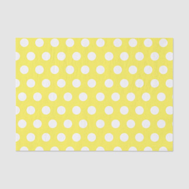 Papier Mousseline Parti à points polka blanc et jaune (Recto)