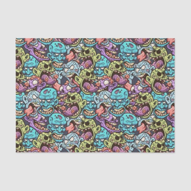 Papier Mousseline Parti cool zombie Halloween  (Recto)