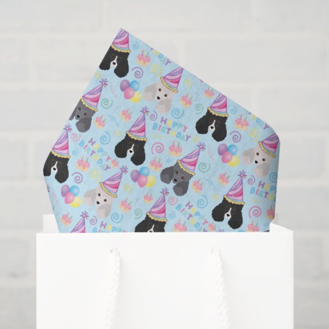 Papier Mousseline Parti Poodle Tissue Paper in Blue (Sac cadeau)