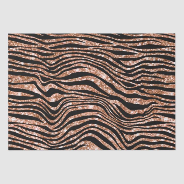 Papier Mousseline Parties scintillant Black Rose Gold Zebra (Recto)