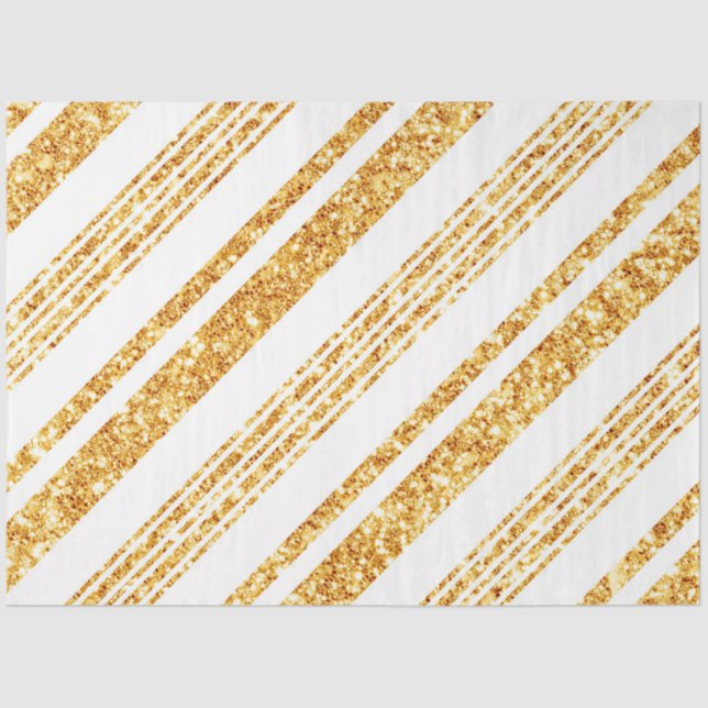 Papier Mousseline Parties scintillant blanche or Boho Collection de  (Recto)