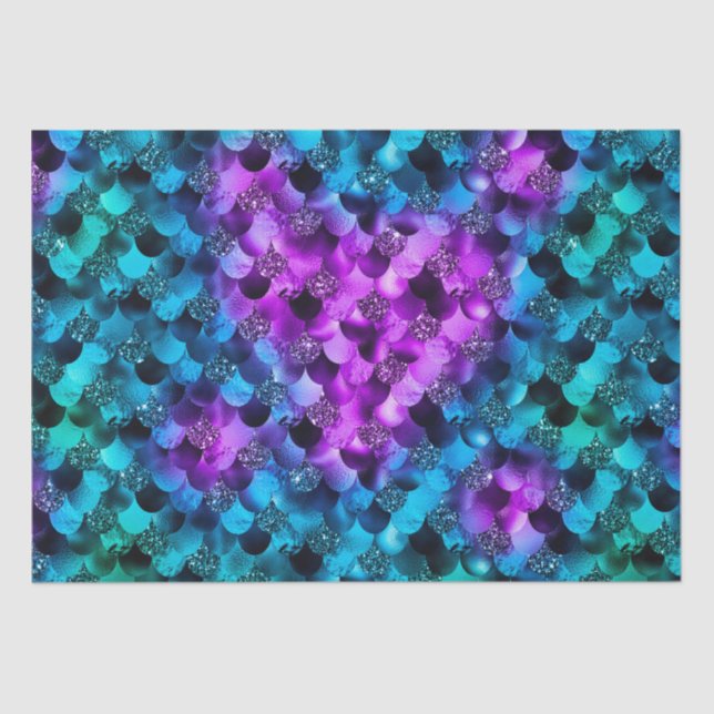 Papier Mousseline Parties scintillant bleue et violette Ocean Glamor (Recto)
