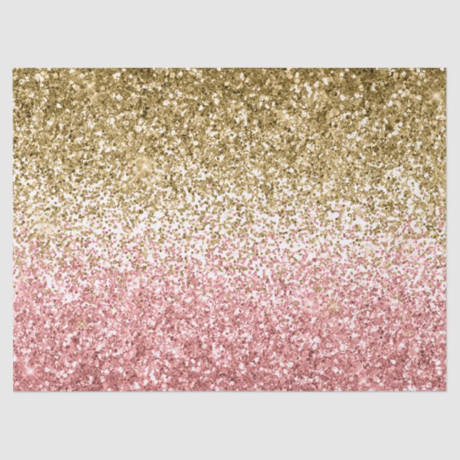 Papier Mousseline Parties scintillant brillante rose or         (Recto)
