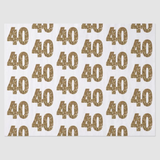 Papier Mousseline Parties scintillant d'or 40e anniversaire (Recto)