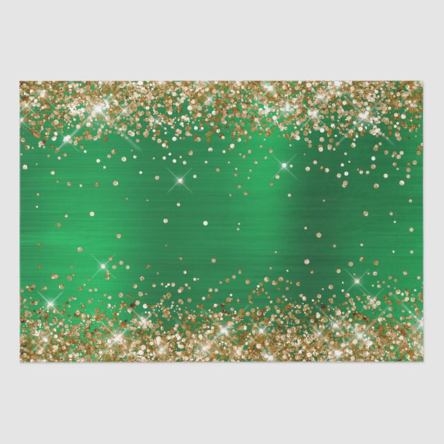 Papier Mousseline Parties scintillant d'or brillant vert Ombre Foil (Recto)