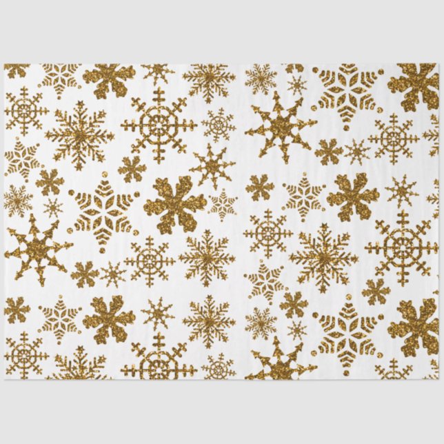 Papier Mousseline Parties scintillant d'or Snowflakes Motif de Noël (Recto)