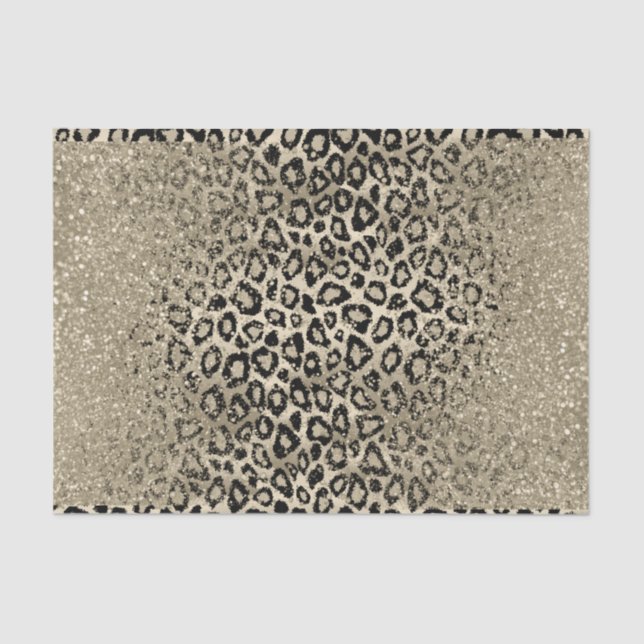 Papier Mousseline Parties scintillant d'or sur Ombre Leopard Arrière (Recto)