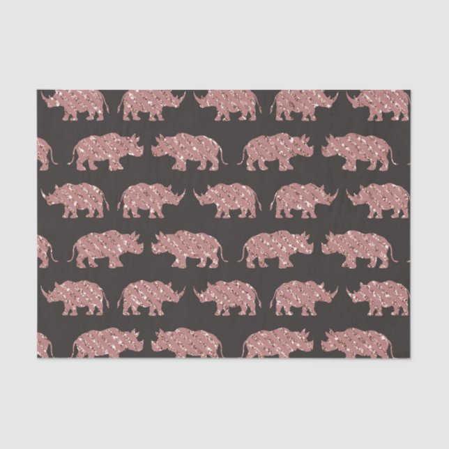 Papier Mousseline Parties scintillant dorée moderne Rose Glam Rhinos (Recto)