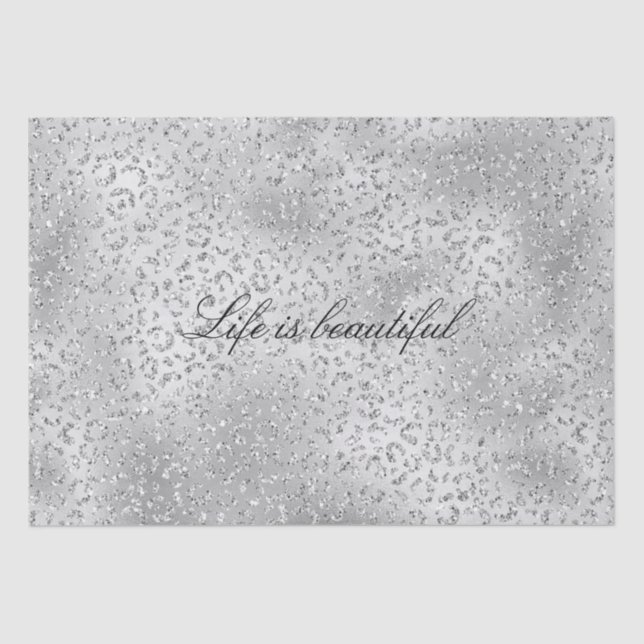 Papier Mousseline Parties scintillant Empreinte de léopard argent Lu (Recto)