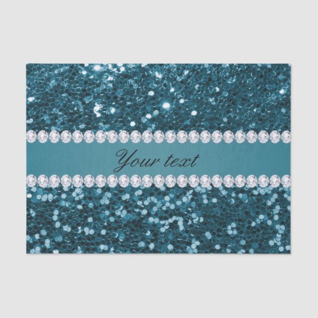 Papier Mousseline Parties scintillant et diamants de Dark Turquoise  (Recto)
