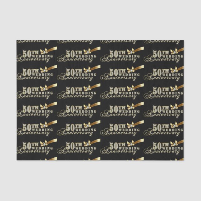 Papier Mousseline Parties scintillant flamboyante 50e Mariage Motif  (Recto)