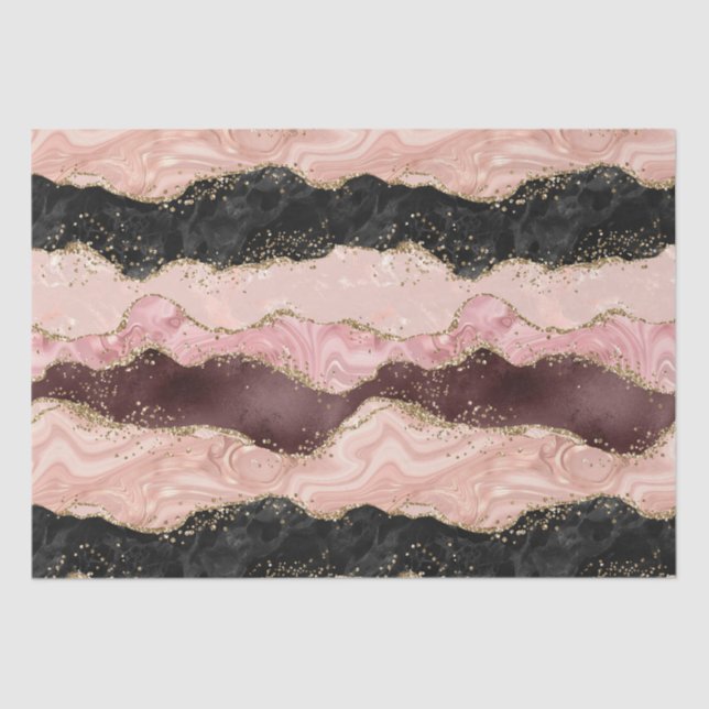 Papier Mousseline Parties scintillant Noir Noir Rose Burgundy (Recto)