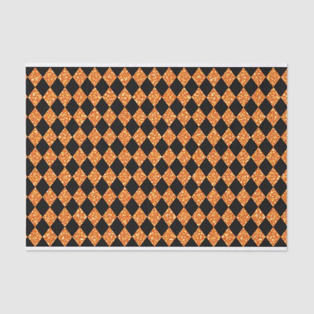 PAPIER MOUSSELINE PARTIES SCINTILLANT NOIRE ET ORANGE REGARDEZ HALLO (Recto)