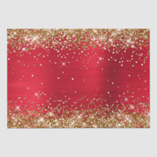 Papier Mousseline Parties scintillant or brillant rouge Ombre Foil